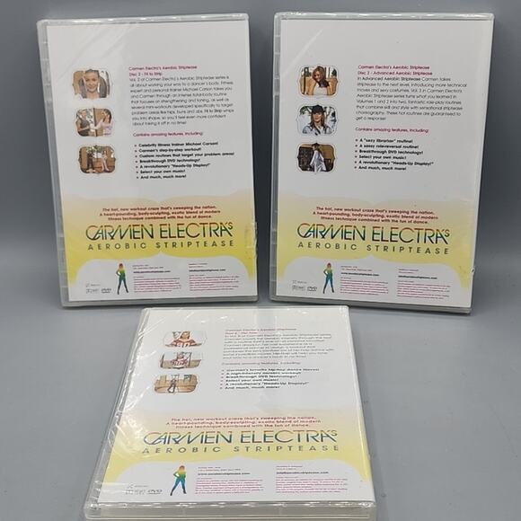 Carmen Electra Aerobic Striptease Dance Workout Lot of 3 DVDs 2, 3, & 5 Sealed - Picture 2 of 12